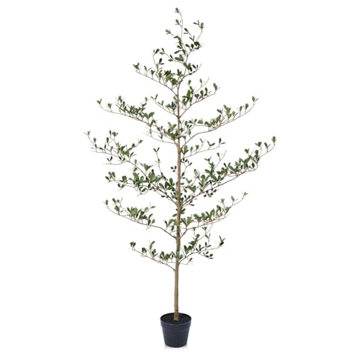 VeriNatural Artificial Plants Indoor 150 cm Black Olive Tree - UV Resistant Large Green Fake Tree with Plastic Pot - Tall Faux Plants Decor for Home Garden Office Indoors Outdoor, VN140
