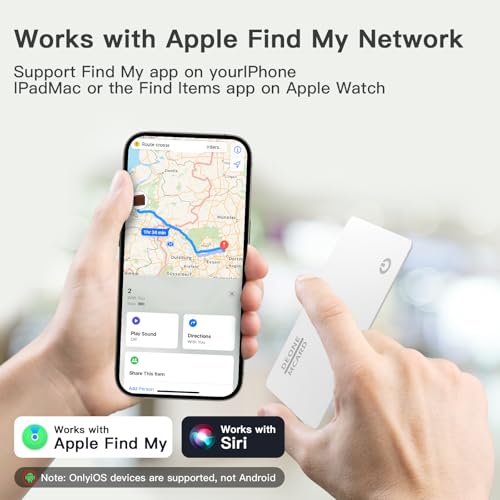 Image of Wallet Tracker Card, Wallet Tracker Compatible with Apple Find My (iOS Only), Ultra Thin GPS Item Finder, Tracking for Luggage Tag, Lost Item Alert Feature, 90-100db Loud Sound, Waterproof, White