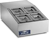 Arctic Air ACP4SQ Compact Refrigerated Countertop Prep Unit with Four 1/6 Stainless Pans and Covers Silver, 115v