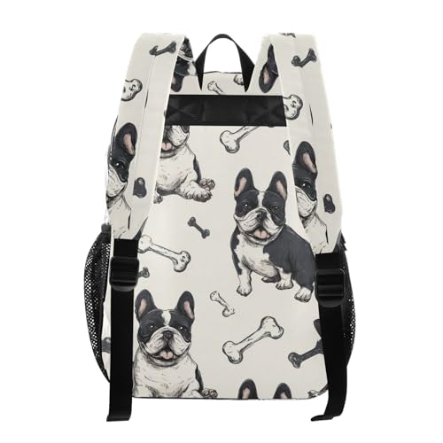 Kids PVC Clear Backpack Bull Dogs Bone Black White Heavy Duty Multi-pockets Large Capacity Transparent See Through Bookbag for School Travel Sport Work3