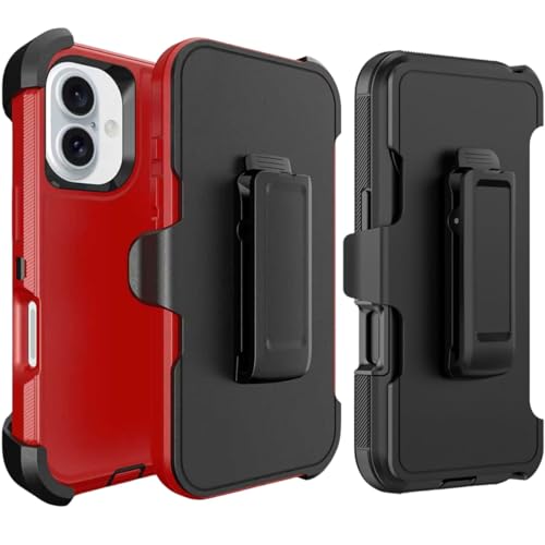 Red Defender Case Compatible with iPhone 17 Case – Dual Layer PC and TPU, Military Grade Shockproof Protection, Screenless Design with Port Guards, Belt Holster and Kickstand. by Mobile Xcessories - Used condition - CA$12.76