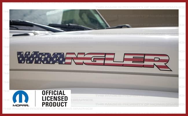 Decal Mods Wrangler Hood Graphic Decals Stickers fits Jeep Wrangler JK & JL (2007-2022) USA Flag w/Black Outline (Set of 2) | FJ9F5