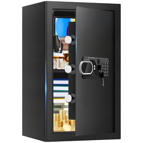 Image of 65L Large Safes for Home Use Fire and Water Proof, Anti-Theft Digital Home Safe With Programmable Keypad & Spare Keys, Home Safes Water and Fireproof for Documents Money Valuables