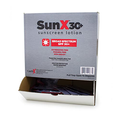 Sunx30+Sunscreen Lotion Packets 100-Count Dispenser Box