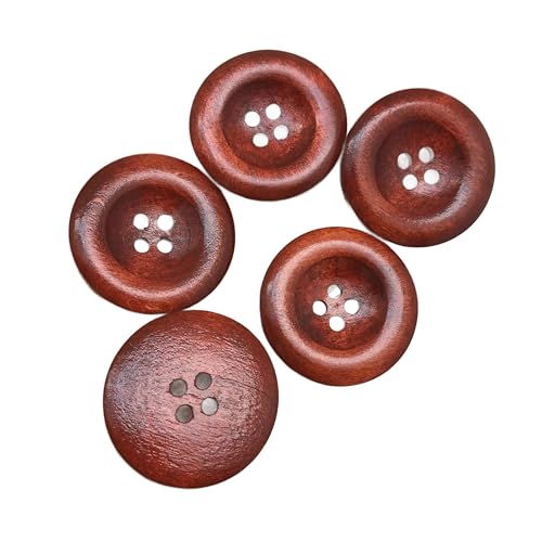 PEPPERLONELY Brand 20PC Dark Brown 4 Hole Scrapbooking Sewing Wood Buttons 35mm(1-3/8 Inch)