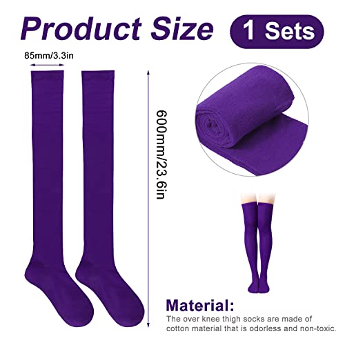 Image of KINBOM 1 Pair Thigh High Socks, Cotton Soft Knee High Long Stockings Women Leg Warmers for Wednesday Christmas Cosplay