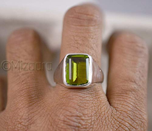 Peridot Men's Ring, 925 Sterling Silver, August Birthstone, Peridot Signet Ring, Peridot Gemstone Ring, Handmade Ring, Birthday Gift For Her, Valentine Day #TOP1