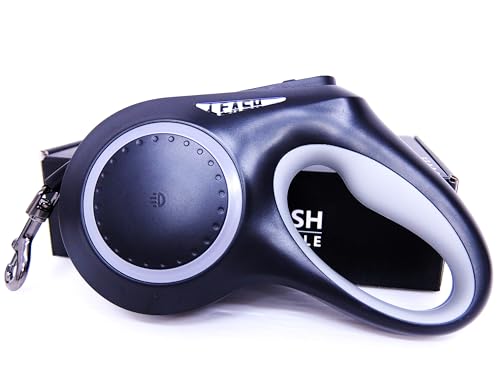 ABCgoods ペット 犬用リード LEDライト付き 巻き取り式ドッグリード 最大5m(収納式) USB(Type-C付属)充電対応 夜間散歩 (黒)