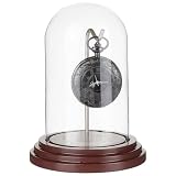PH PandaHall Pocket Watch Display Case 4x5.5inch Glass Display Dome Cloche with Brown Density Board Base and Metal Hook Dome Showcase Jar Clear Terrarium for Pocket Watch Medals Collectibles Plants