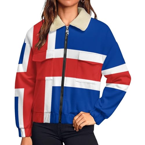 Manteau polaire femme contre le froid veste chaude grande taille doublée motif islandais