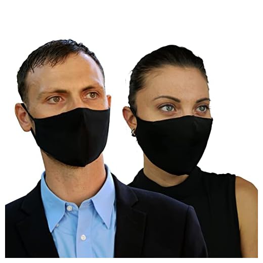 FLOWZOOM® Masque tissu lavable - lot de 2 masques noirs | Efficacité de filtration élevée > 98% | Masque avec filtre poche | Masque femme | Masque noir lavable | Noir, Taille M