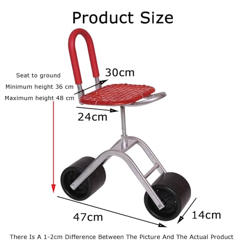 Sgabello da lavoro da giardinaggio con schienale pieghevole, sedile regolabile da giardino arrotolabile, altezza 36-48 cm, ideale per prato domestico e patio esterno