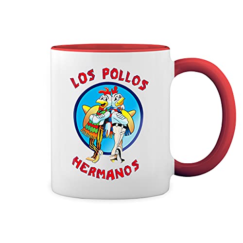 Breaking Bad Los Pollos Hermanos Blanco Taza Aro y Mango Con Rojo Mug