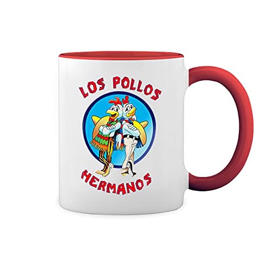 GR8Shop Breaking Bad Los Pollos Hermanos Blanco Taza Aro y Mango Con Rojo Mug