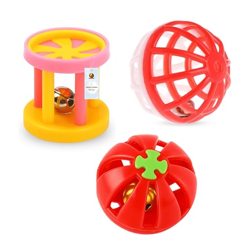 Image of Foodie Puppies Interactive Cat Rattle Toy Combo - (3 Pcs Set) | Rolling Bell Toys for Cats, Kittens & Small Pets | Durable, Lightweight, Safe Plastic, Engaging Indoor Play Toy for Exercise & Fun