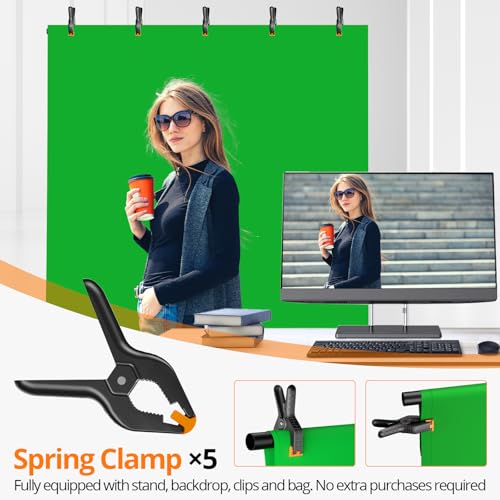 Kit Fondo Verde Portátil 5×7ft con Soporte Ajustable miniatura 6