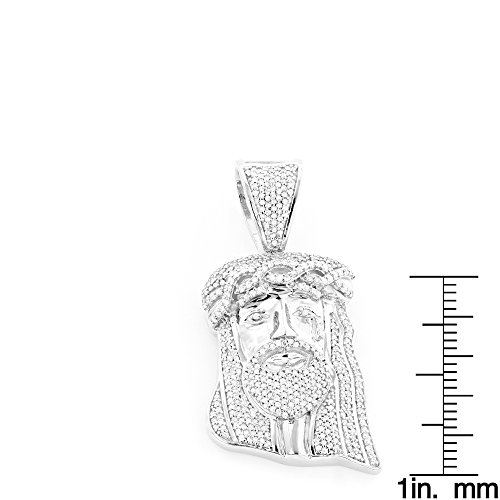 Luxurman Mini Natural 0.75 Ctw Sparkling Diamonds Jesus Head Pendant Sterling Silver #TOP2