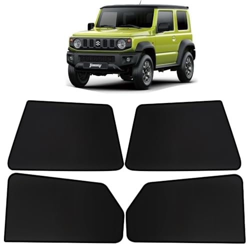 Image of OTO2EYE Car Sun Shade Compatible for Maruti Suzuki Jimny Model 2023 to 2024, Z-Black Fix Type Side Window Curtains, Only Half Cut in Front Window, 6 Pieces Set
