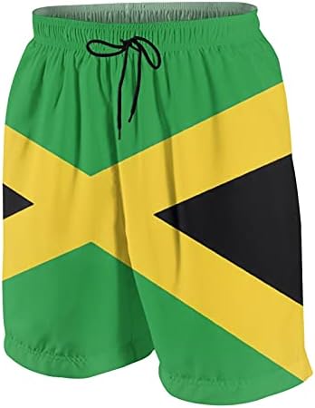 HSXOOW Jamaican Flag Boys Swim Trunks Quick Dry Girl Swimwear Elastic Beach Pants