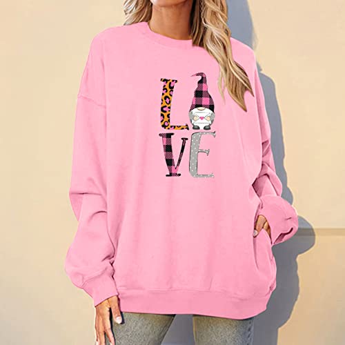 Women's Valentine's Day Atmospheric Sweatshirt Autumn And Winter Long-Sleeved Tops Cute Printing Round Neck Pullover Long Sleeve Tops For Women Knee Length Long Sleeve Sweatshirt For Women 2022 #TOP2