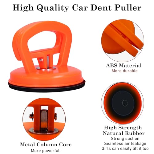 Image of Qidoe Dent Puller,3-Pack Car Dent Puller Dent Removal Kit Suction Cup Powerful dent Puller Remover and Dent Repair Puller for Car Body Repair,Screen,Glass, Objects Moving（Orange