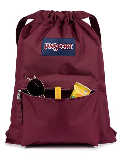 Image of JanSport Draw Sack - Adjustable Drawstring Gym /Travel Bag, Cherry Lacquer