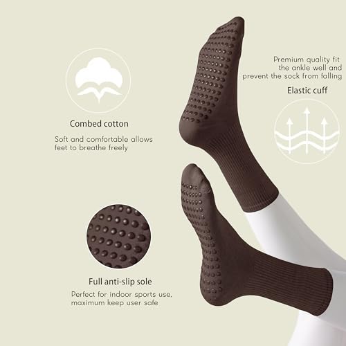 Yoga Grip Socks for Women Color Non Slip Sock for Pilates Barre Hospital Sticky Slipper 4 Pairs 4 Pairs3