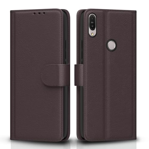 Image of Pikkme Asus Zenfone Max Pro M1 Flip Cover Leather Finish | Inside TPU with Card Pockets | Wallet Stand and Shock Proof | Complete Protection Flip Case (Coffee)