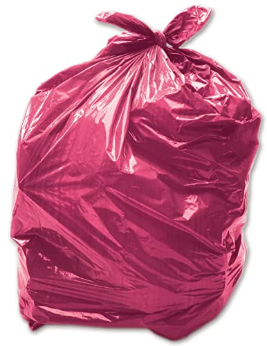Image of 50 x Red 90L Medium-Duty (28 Micron / 112 Gauge) Alina Coloured Refuse Sack/Polythene Dustbin Liner/Plastic Bin Bag / 90 Litre Red Garbage Bag