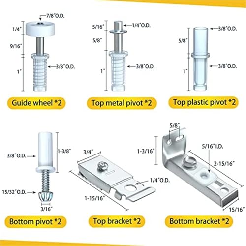 Herrajes para puerta plegable 8 piezas Kit de reparación y repuesto para clóset corredizo bifold miniatura 2