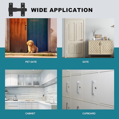 Pestillo Puerta Corredera Interior Exterior, Cerradura Pestillo para Puertas Negro, Cerrojo Puerta Interior Acero Inoxidable, Cerrojos Pestillos para Puertas de Graneros Ventana Jardin - imagen 7