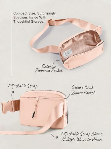 Image of ODODOS Unisex Mini Belt Bag with Adjustable Strap Small Fanny Pack for Workout Running Traveling Hiking, Pale Coral