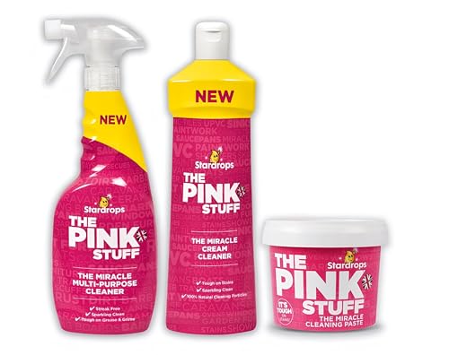 Stardrops The Pink Stuff, Set de Limpieza 3 Productos, Pasta Milagrosa 850g, Spray Multiusos 750ml, Crema Limpiadora 500ml, pack ahorro completo