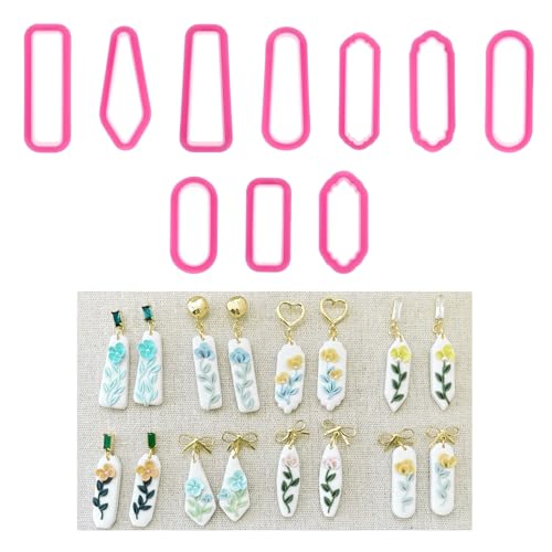 Polymer Clay Cutters 10 Pieces Clay Sculpting Tools Polymer Clay Earrings Cutters Kit Basic Clay Cutters Tools Sculpting Polymer Clay Molds Dangle Shape Clay Cutters for Polymer Clay Jewelry Making