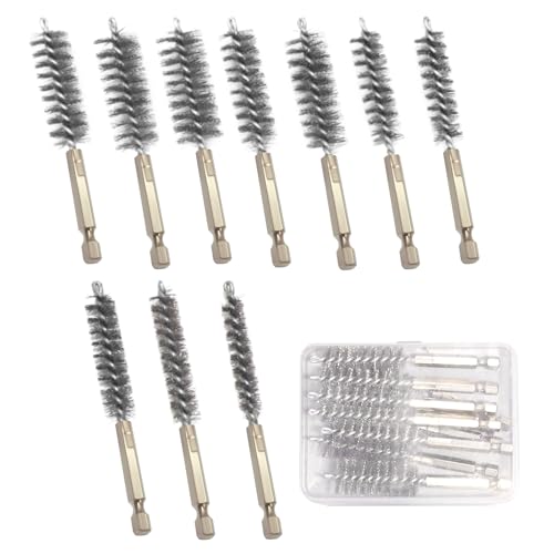 Image of 10 Pcs Wire Brush for Drill，Ultra-Durable Metal Wire Brush Set w / 1 /4 inch Hex Shank, Multiple Sizes Compatible with Power Drill, Impact Driver & Tube Cleaning