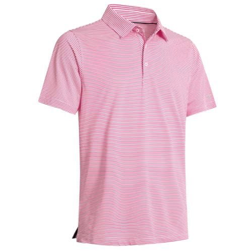 Image of Men's Golf Polo Shirts Short Sleeve Striped Performance Moisture Wicking Dry Fit Golf Shirts for Men
