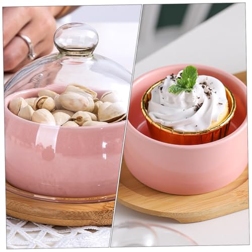 GRIRIW 製朝食ボウル 木製トレイ付き 蒸し卵用 大容量サラダ兼用 食器 多用途オードブル皿 こどんぶり 小鉢としても適応