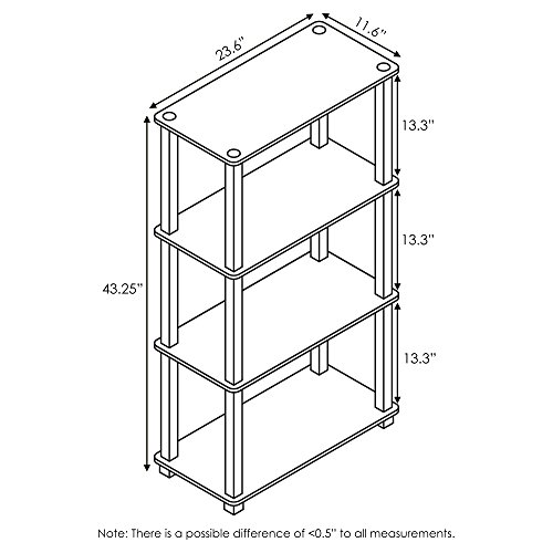 Furinno TURN-S-TUBE Storage Shelves, 4-Tier Book Shelf, Corner Shelf, Toolless Open Shelves, for Organization and Storage, Living Room, Garage, Home Office, Americano by Furinno - Image 5