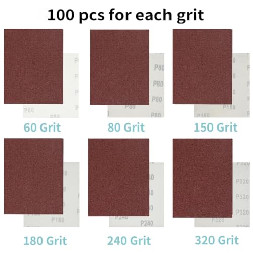 Image of 90 Pack 1 /4 Sheet Sandpaper 4.5 inchx 5.5 inch Hook and Loop Sanding Sheets Aluminum Oxide Palm Sander Sandpaper 60-600 Grit Sanding Blocks for Wood Metal Furniture Polishing (Mixed)