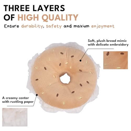 CHEWFFON Hund Plüsch Quietschspielzeug Interaktives Bagel Form Welpen Schnüffelspielzeug Niedlich Hund Puzzle Anreicherung Spielzeug Leckerli Puzzle für Kleine und Mittlere Hunde