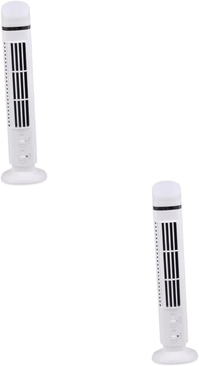 Angoily 2pcs Mini Cooling Fan with Led Light Usb Desk Bladeless Tower Fan for Use Accessory for Families Elderly White