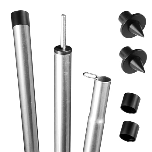Stahl Zeltstange - mit Spitze - Teleskopstange 170-260 cm - Aufstellstange Ø22-19mm | Tarpstange - Sonnensegel