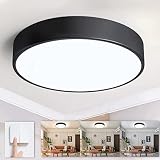 12 Inch LED Flush Mount Ceiling Light Fixtures,24W Matte Black Round Ceiling Lamp,3 Color Temperatur