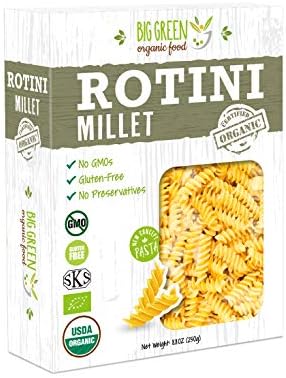 Big Green Organic Food- Organic Millet Rotini, 8.8oz, Gluten-Free, Non-GMO, Vegan (1)
