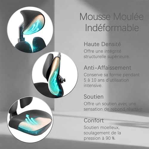 Chaise de bureau ergonomique avec dossier dynamique Flex S3 et accoudoirs 4D - 6