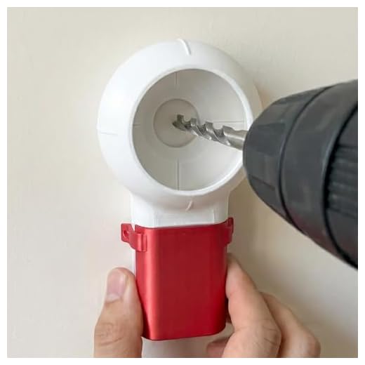 1PC Drill Dust Collector, Mess-Free Dust Collection Box Catcher Bowl, Universal Power Tool Attachment for Home Wall Drilling Picture Hanging, Handy Gadget Gift for DIY Enthusiast (White+Red)