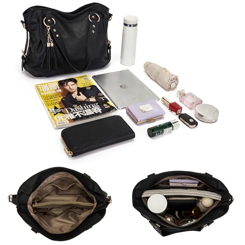 Image of Qiyuer Slouchy Handbag for Women Shoulder Bag Hobo Purse Wallet Set 3pcs