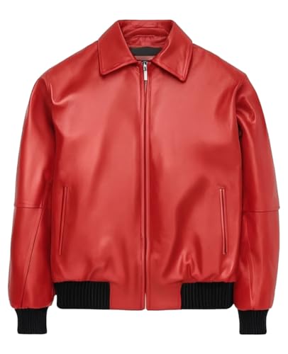 Men's Drakes Albanian Flag Albania Red Genuine Leather Motorcycle Biker Bomber Jacket2