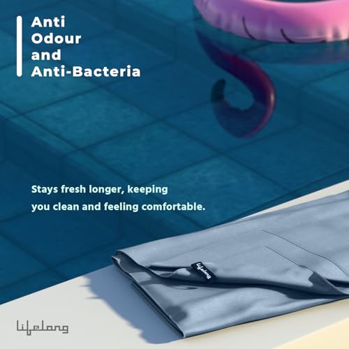 Image of Lifelong Microfiber Towel for Kids |Suede Quick Dry Towel for Bath, Swim, Lightweight, Absorbent Microfiber Towel |Soft & Gentle for Delicate Skin |Ideal for Swim, Travel |Pack of 1 | 120x60 cm (Blue)