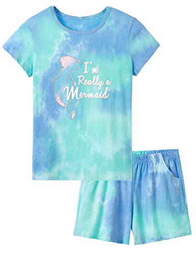 Unicorn Pajamas for Girls 100% Quality Cotton Kids Sleepover Matching PJS Set Summer Tee Shirt Loungewear Size 12